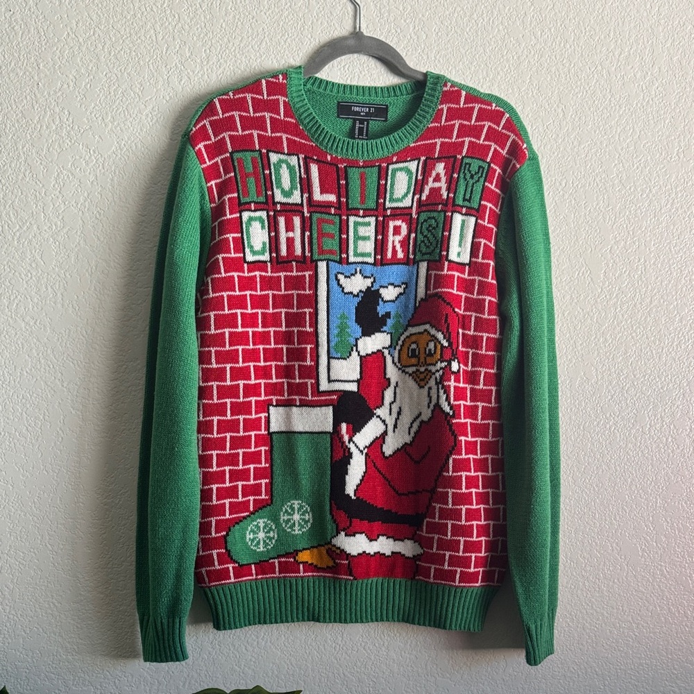 Tipsy Elves Green and Red Holiday Sweater Size M